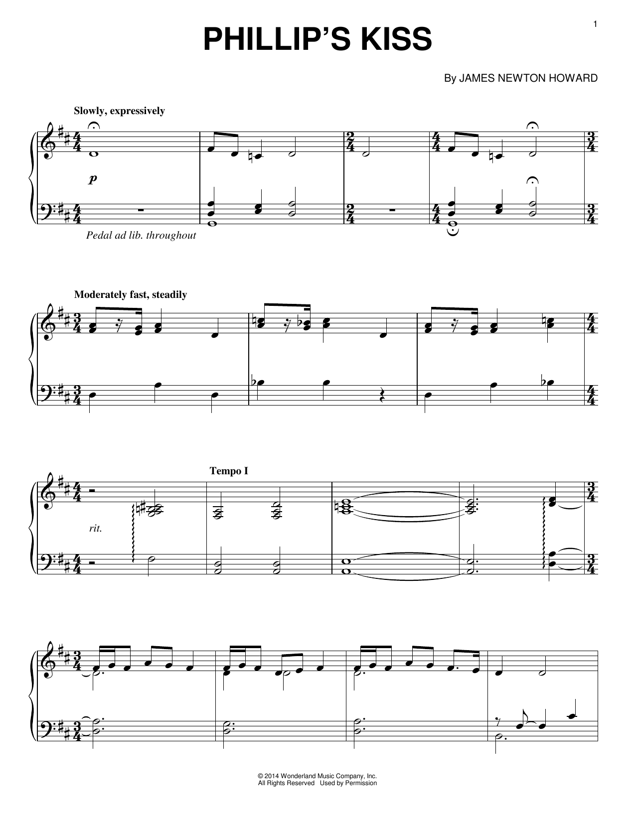 James Newton Howard Phillip's Kiss Sheet Music Notes & Chords for Piano - Download or Print PDF