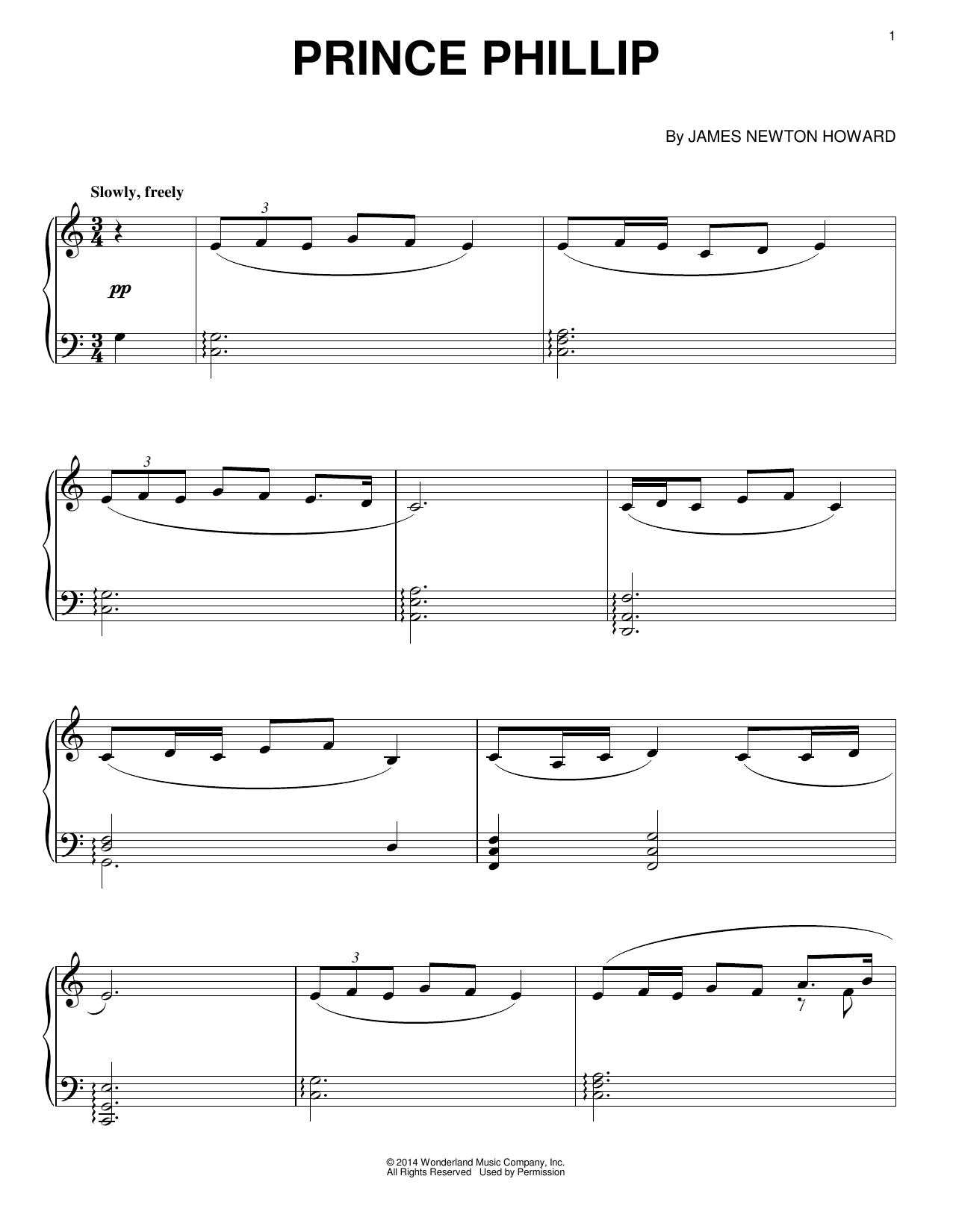 James Newton Howard Prince Phillip Sheet Music Notes & Chords for Piano - Download or Print PDF