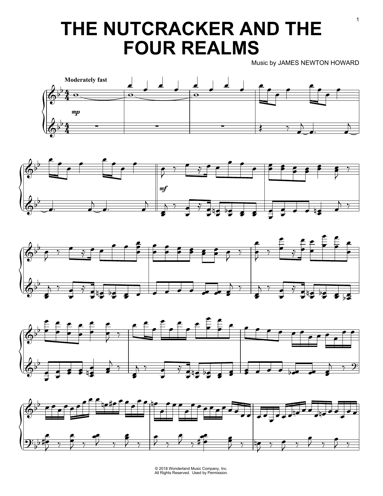 James Newton Howard The Nutcracker And The Four Realms Sheet Music Notes & Chords for Piano Solo - Download or Print PDF