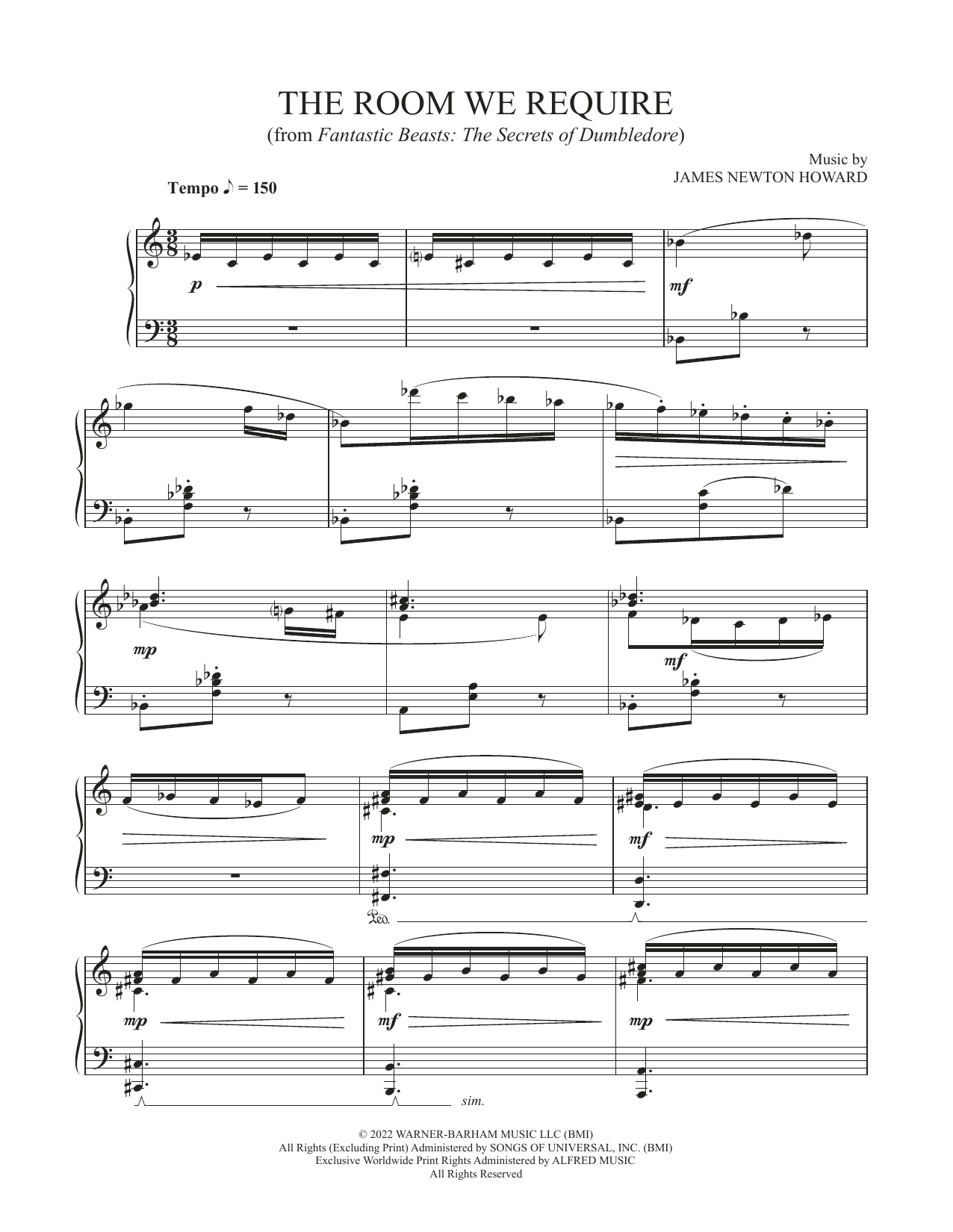 James Newton Howard The Room We Require (from Fantastic Beasts: The Secrets Of Dumbledore) Sheet Music Notes & Chords for Piano Solo - Download or Print PDF
