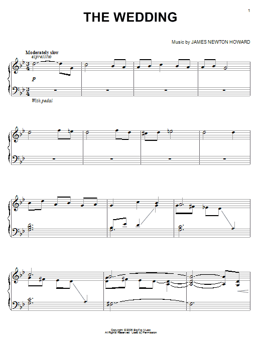 James Newton Howard The Wedding Sheet Music Notes & Chords for Piano - Download or Print PDF