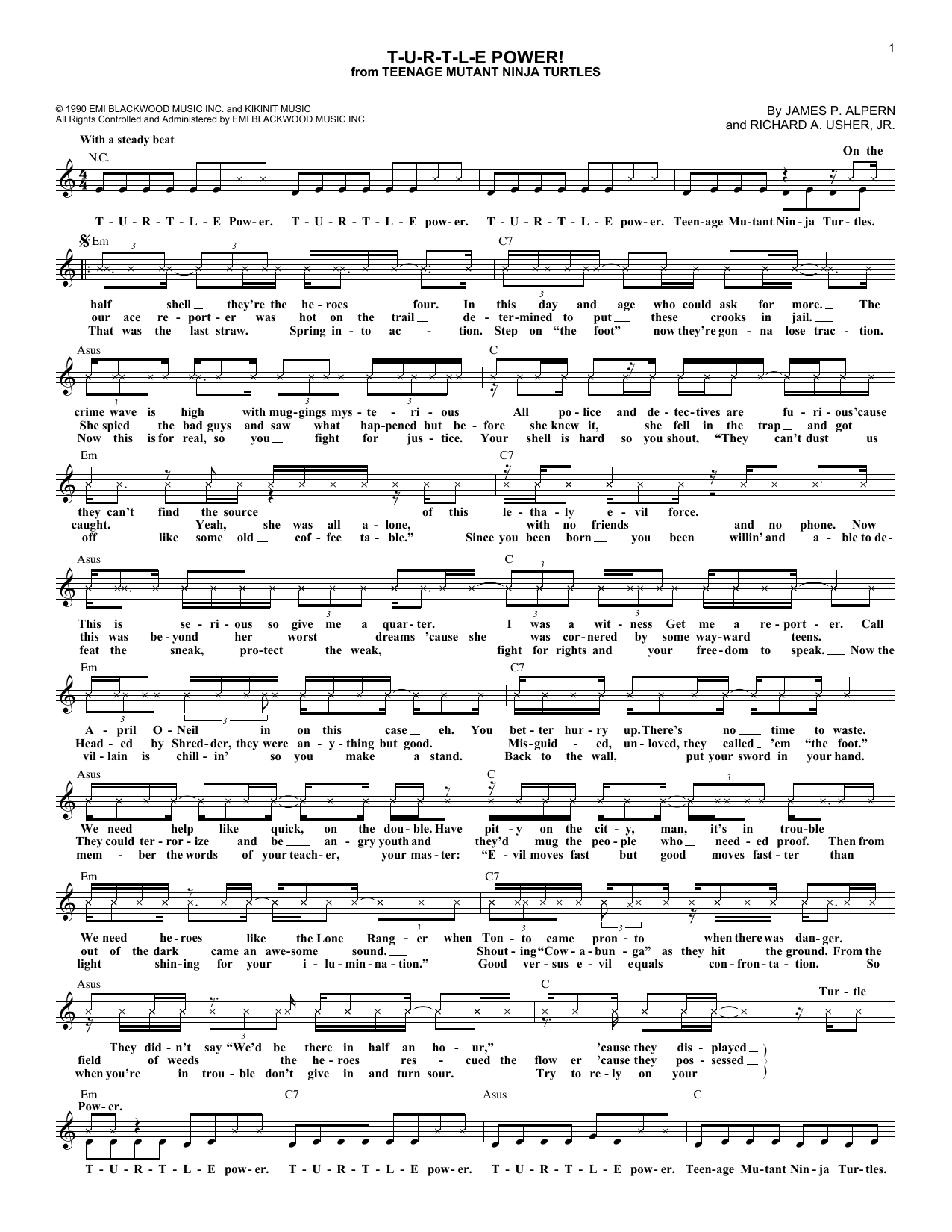 James P. Alpern T-U-R-T-L-E Power! Sheet Music Notes & Chords for Lead Sheet / Fake Book - Download or Print PDF