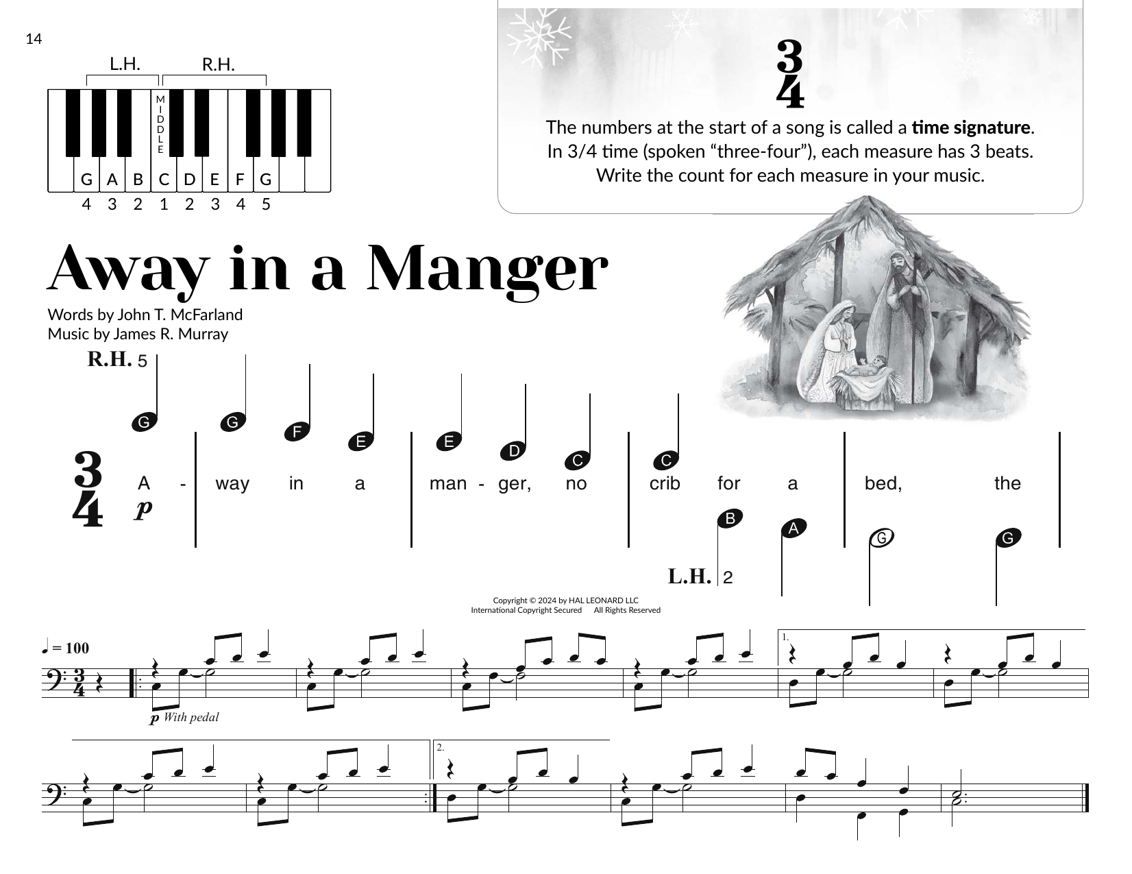 James R. Murray Away In A Manger (arr. Brittany McCorriston) Sheet Music Notes & Chords for Very Beginner Piano - Download or Print PDF