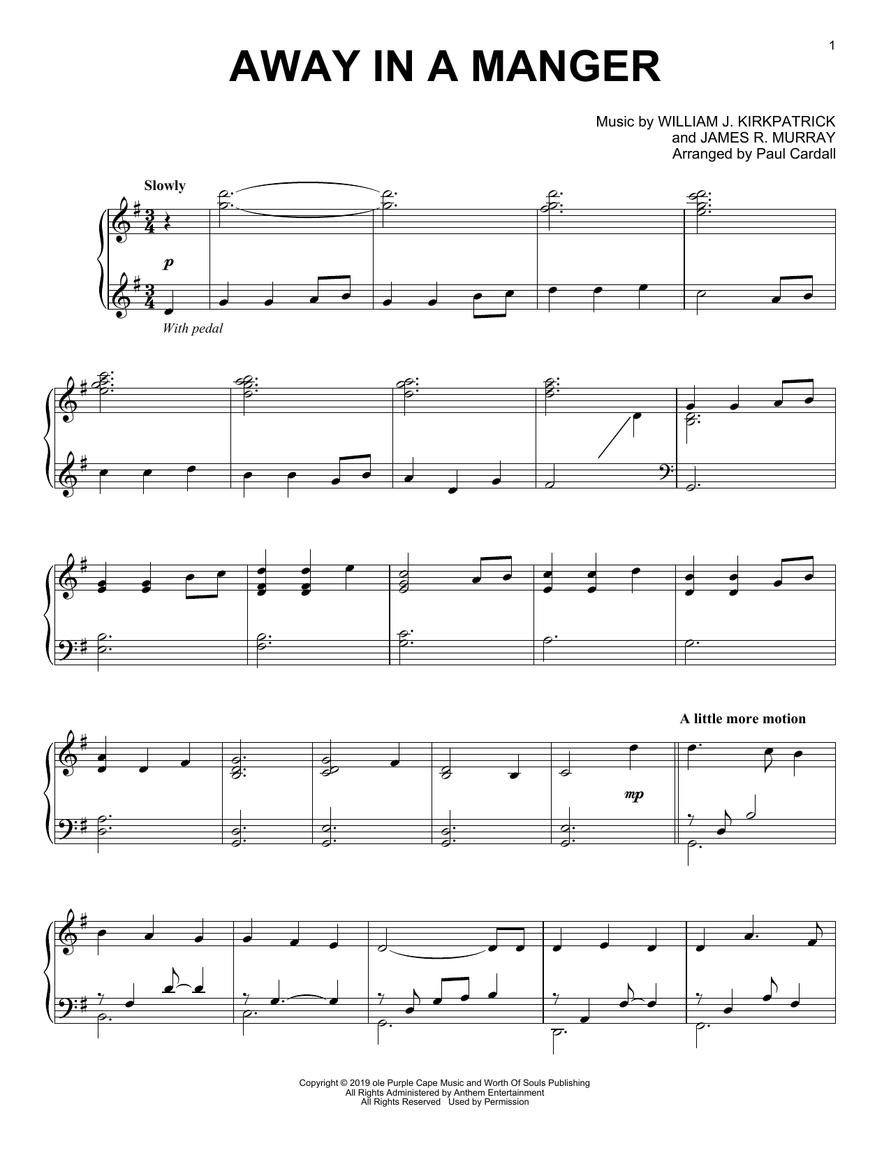 James R. Murray Away In A Manger (arr. Paul Cardall) Sheet Music Notes & Chords for Piano Solo - Download or Print PDF