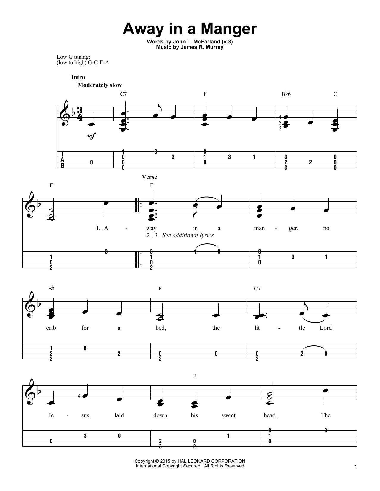 James R. Murray Away In A Manger Sheet Music Notes & Chords for Piano (Big Notes) - Download or Print PDF