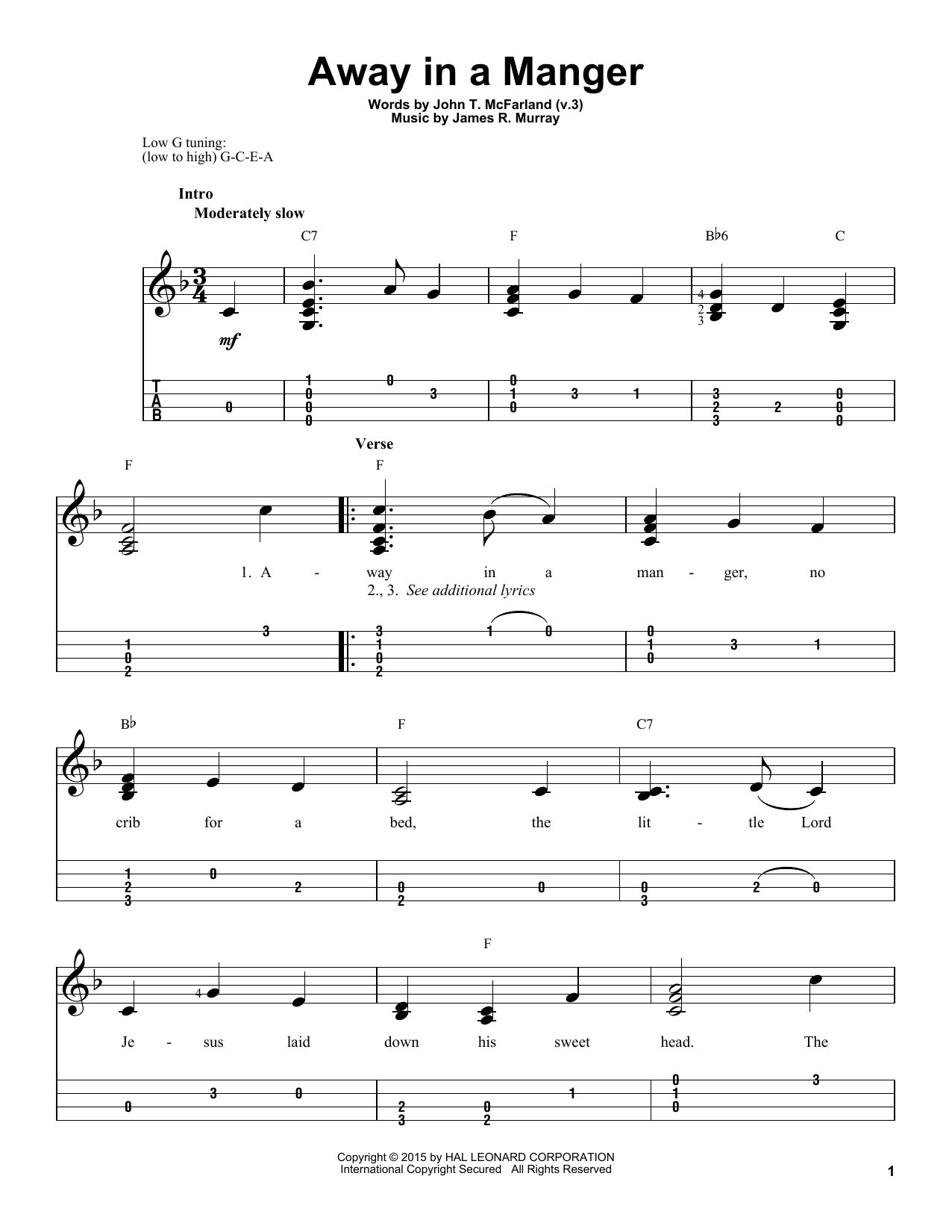 James R. Murray Away In A Manger Sheet Music Notes & Chords for Viola - Download or Print PDF