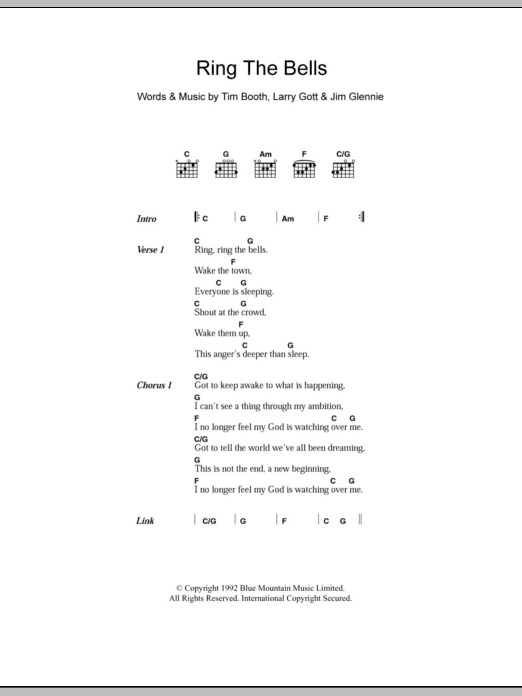 James Ring The Bells Sheet Music Notes & Chords for Lyrics & Chords - Download or Print PDF