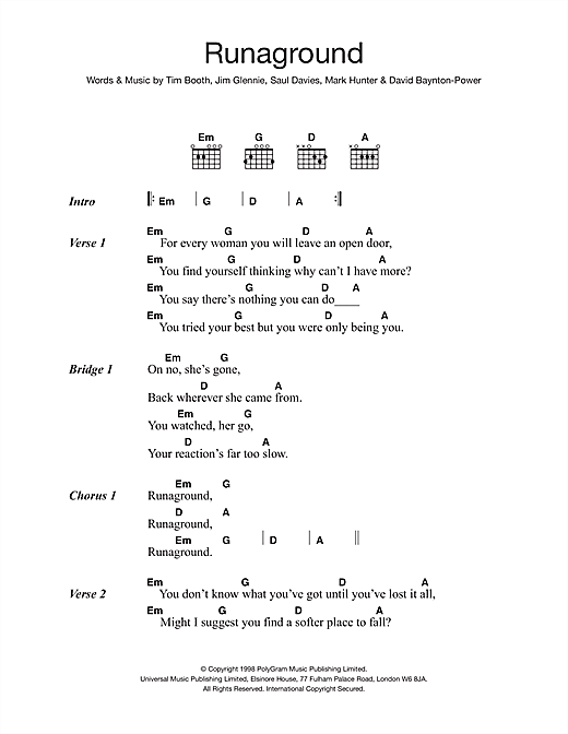 James Runaground Sheet Music Notes & Chords for Lyrics & Chords - Download or Print PDF