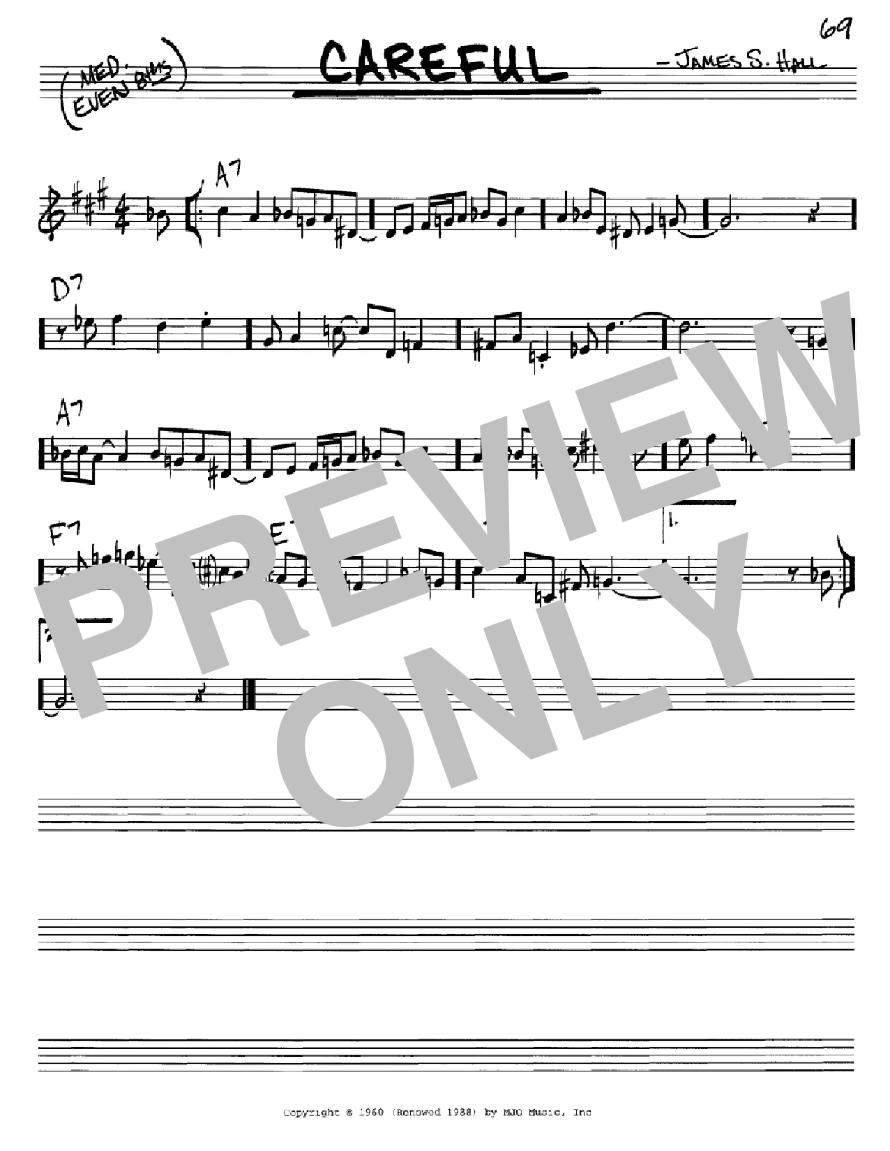 James S. Hall Careful Sheet Music Notes & Chords for Real Book - Melody & Chords - C Instruments - Download or Print PDF