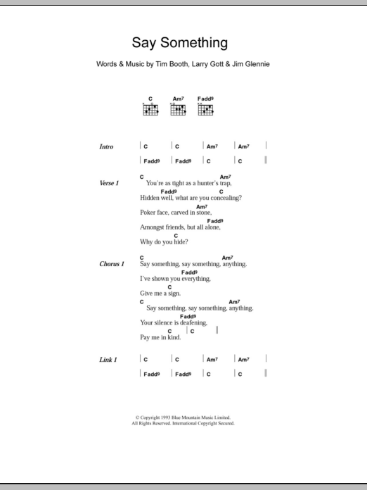 James Say Something Sheet Music Notes & Chords for Lyrics & Chords - Download or Print PDF