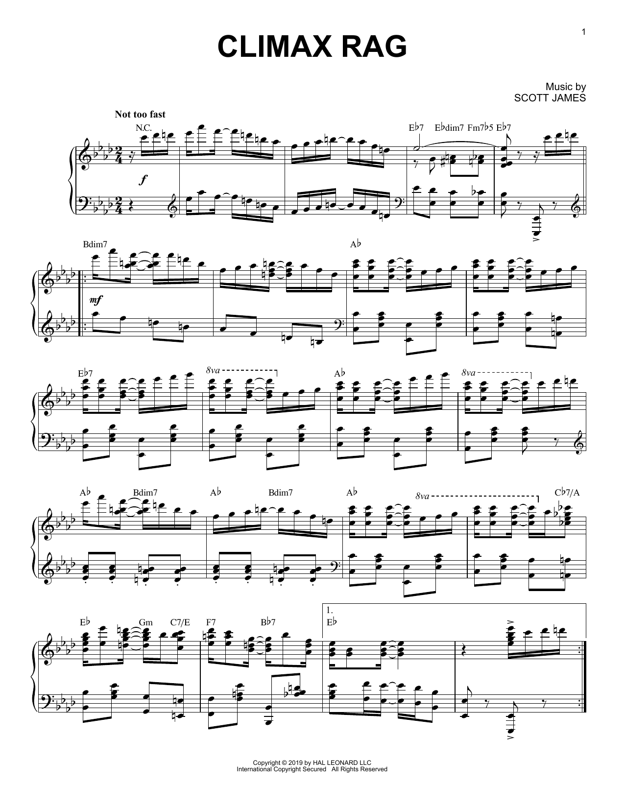 James Scott Climax Rag [Jazz version] Sheet Music Notes & Chords for Piano Solo - Download or Print PDF