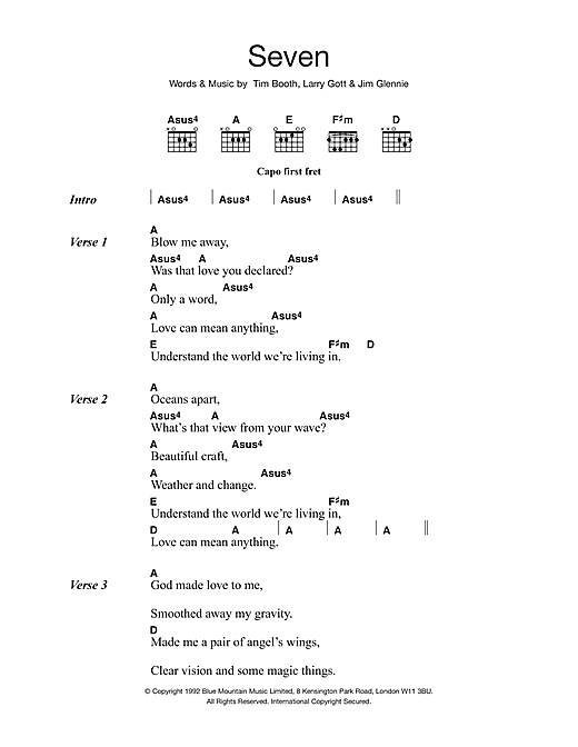 James Seven Sheet Music Notes & Chords for Lyrics & Chords - Download or Print PDF