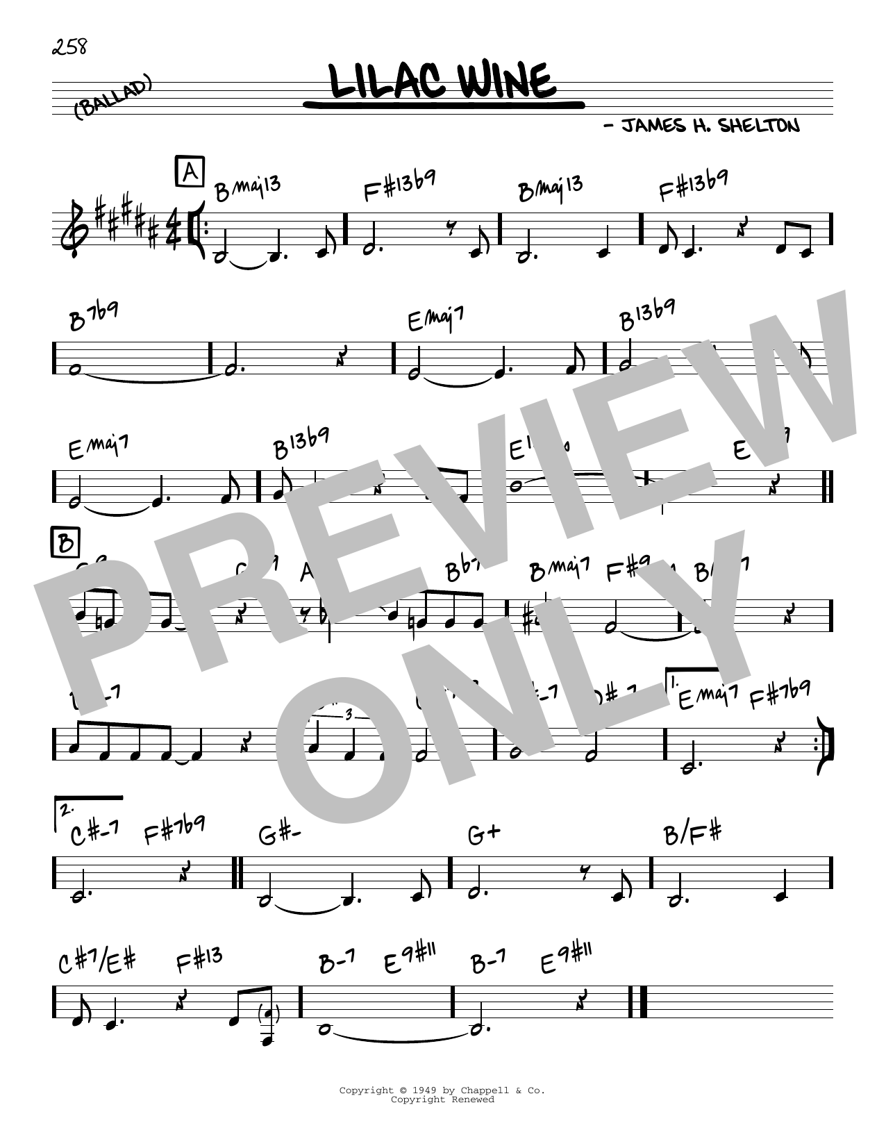 James Shelton Lilac Wine Sheet Music Notes & Chords for Real Book – Melody & Chords - Download or Print PDF