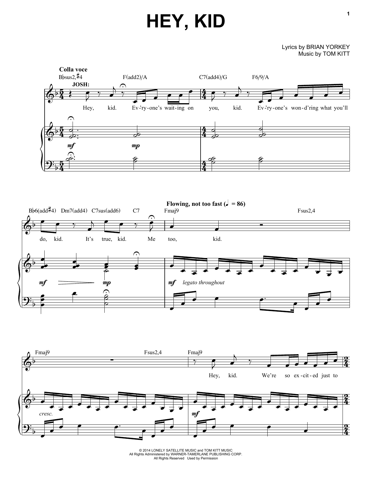 James Snyder Hey, Kid (from If/Then: A New Musical) Sheet Music Notes & Chords for Piano & Vocal - Download or Print PDF