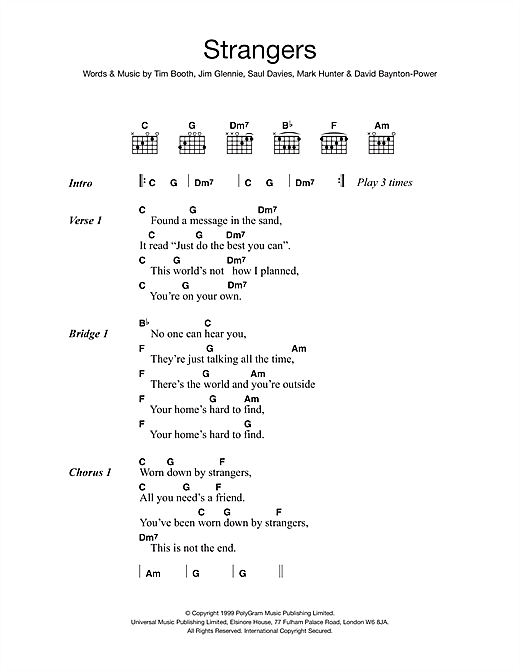James Strangers Sheet Music Notes & Chords for Lyrics & Chords - Download or Print PDF