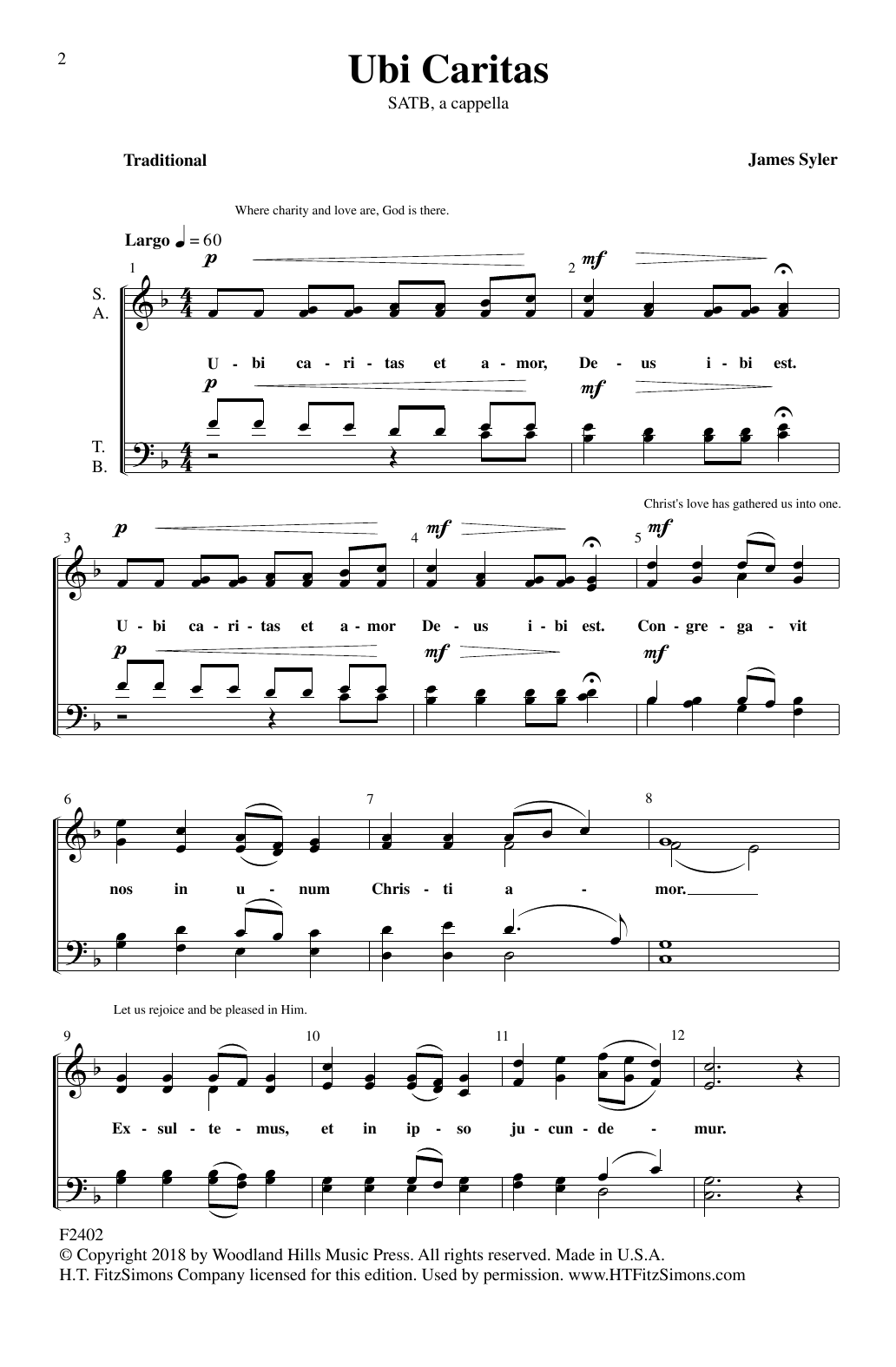 James Syler Ubi Caritas Sheet Music Notes & Chords for SATB Choir - Download or Print PDF