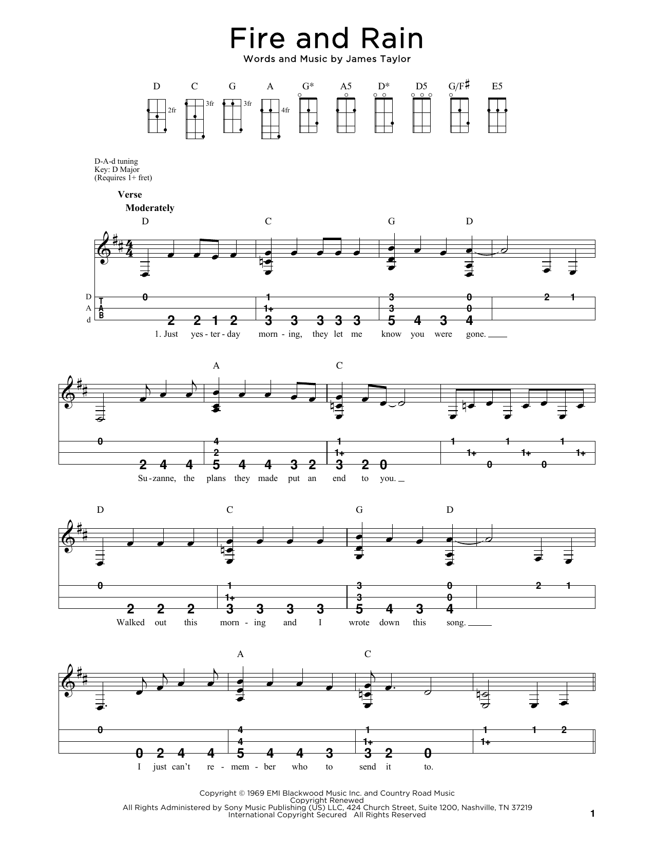 James Taylor Fire And Rain (arr. Steven B. Eulberg) Sheet Music Notes & Chords for Dulcimer - Download or Print PDF