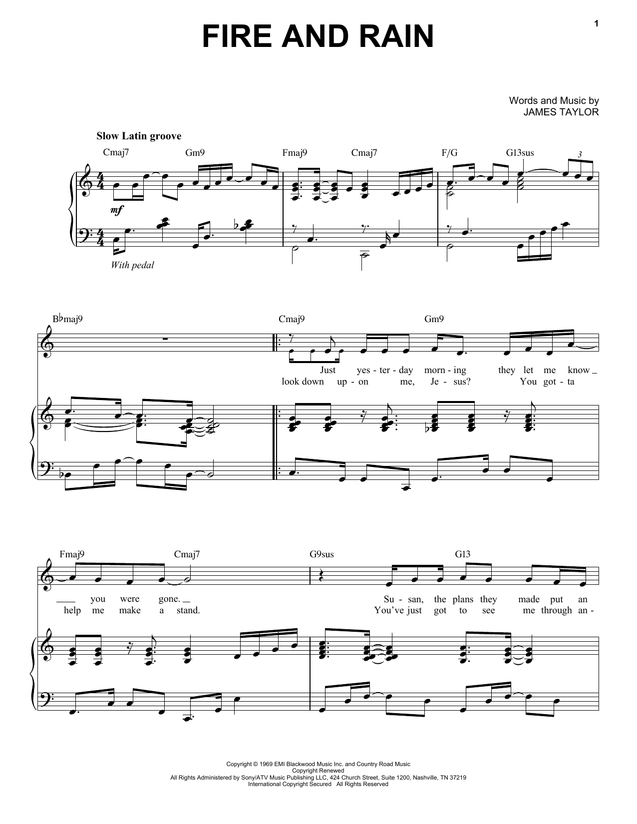 James Taylor Fire And Rain [Jazz version] (arr. Brent Edstrom) Sheet Music Notes & Chords for Piano & Vocal - Download or Print PDF