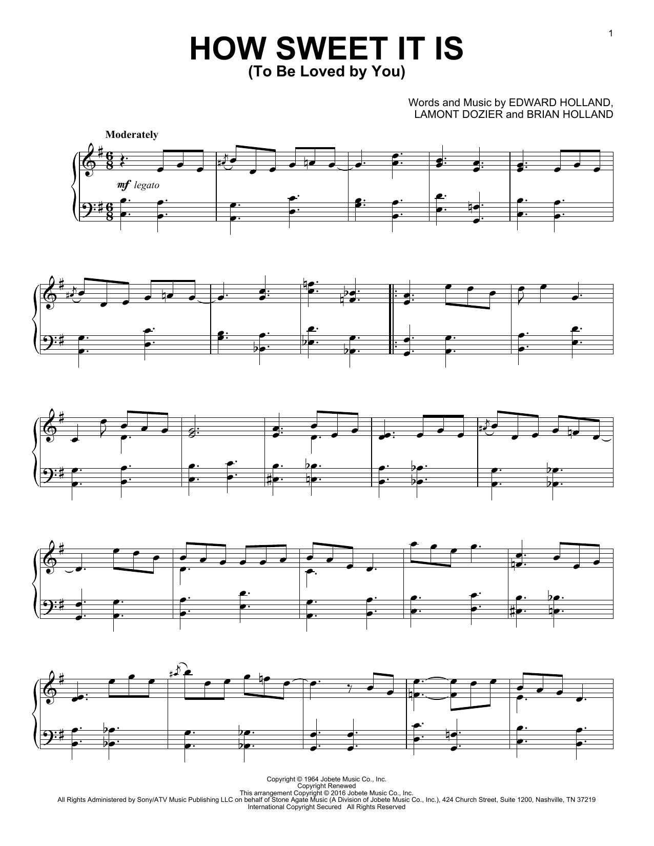 James Taylor How Sweet It Is (To Be Loved By You) [Jazz version] Sheet Music Notes & Chords for Piano - Download or Print PDF