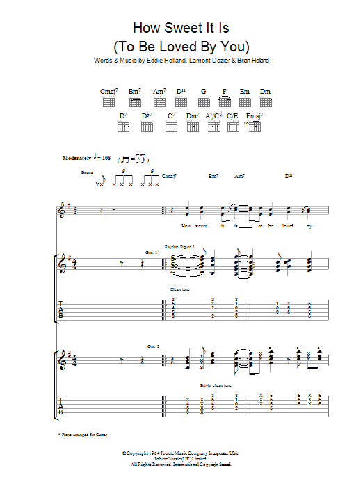 James Taylor How Sweet It Is (To Be Loved By You) Sheet Music Notes & Chords for Voice - Download or Print PDF