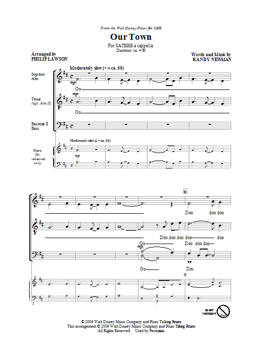 James Taylor Our Town (from Cars) (arr. Philip Lawson) Sheet Music Notes & Chords for SATB - Download or Print PDF