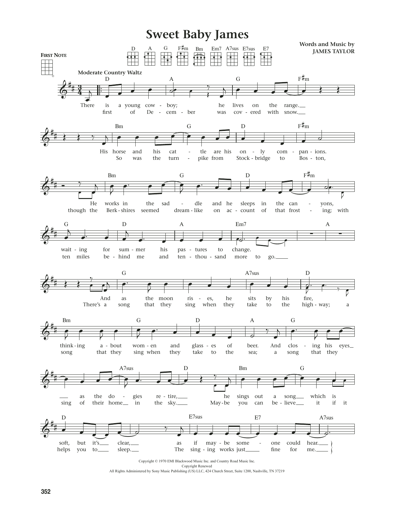 James Taylor Sweet Baby James (from The Daily Ukulele) (arr. Jim Beloff) Sheet Music Notes & Chords for Ukulele - Download or Print PDF