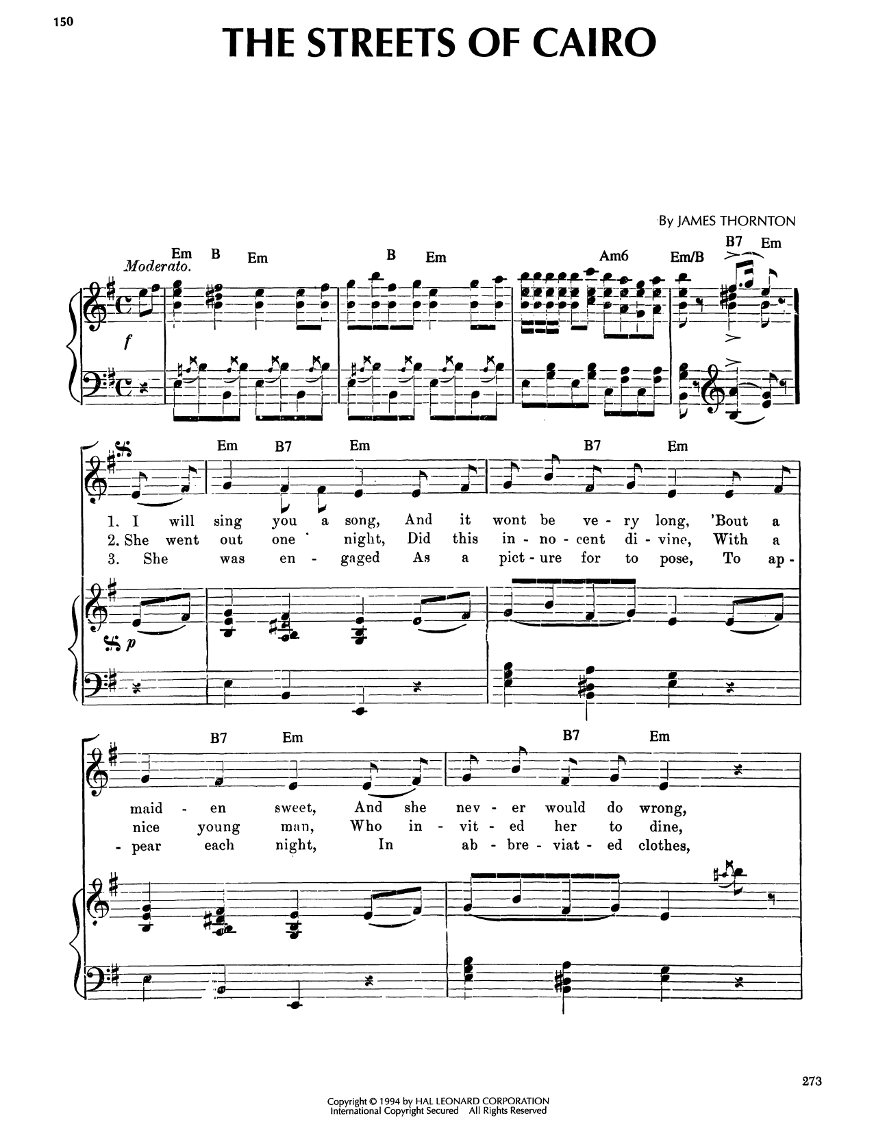 James Thornton The Streets Of Cairo Sheet Music Notes & Chords for Piano, Vocal & Guitar Chords (Right-Hand Melody) - Download or Print PDF
