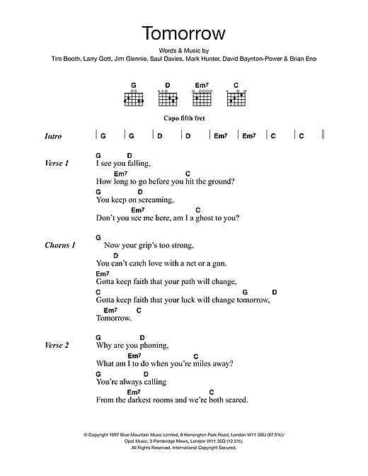 James Tomorrow Sheet Music Notes & Chords for Lyrics & Chords - Download or Print PDF