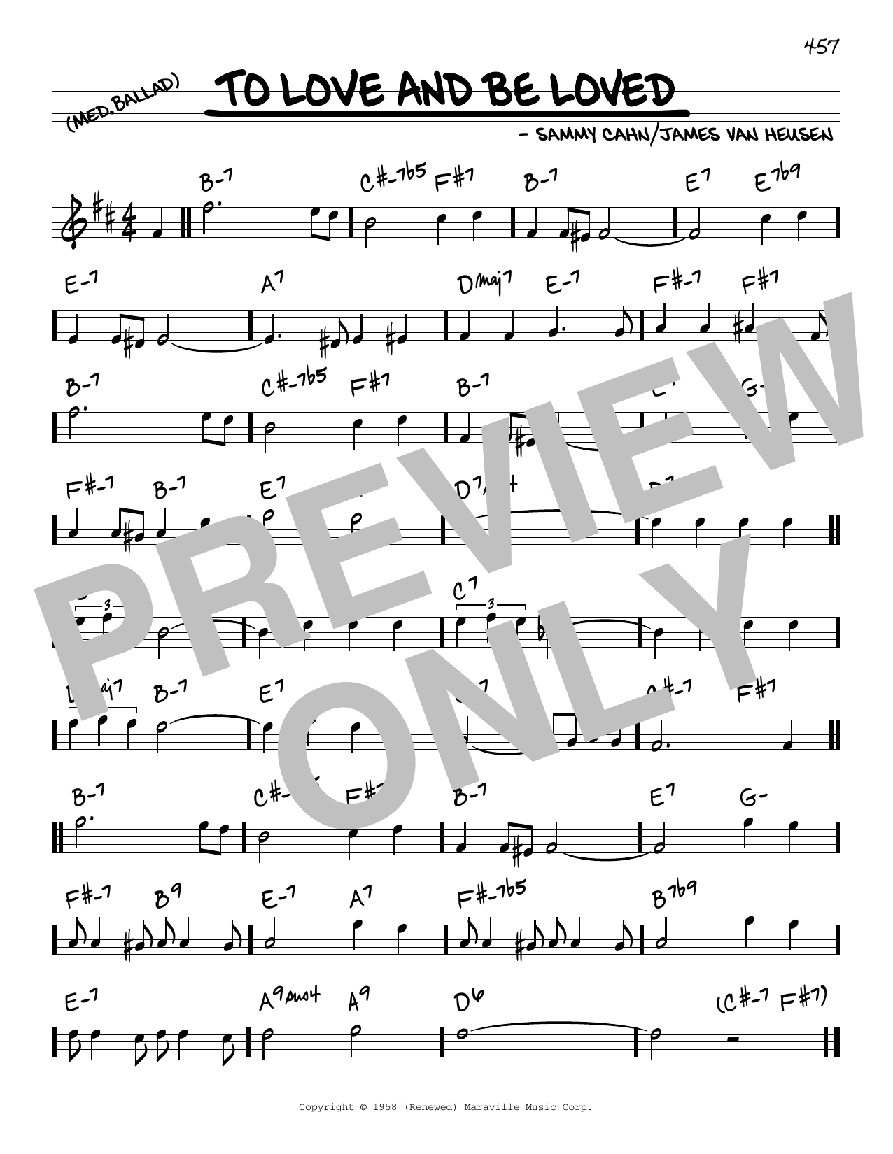 James Van Heusen and Sammy Cahn To Love And Be Loved Sheet Music Notes & Chords for Real Book – Melody & Chords - Download or Print PDF