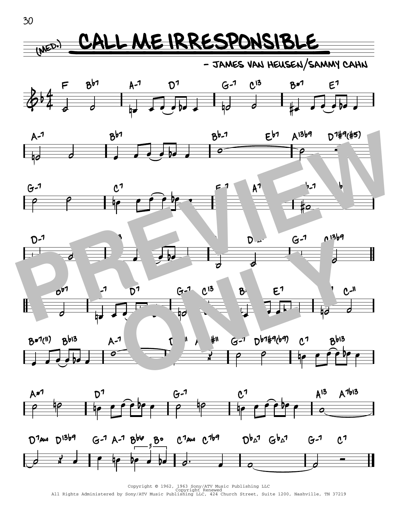 James Van Heusen Call Me Irresponsible (arr. David Hazeltine) Sheet Music Notes & Chords for Real Book – Enhanced Chords - Download or Print PDF