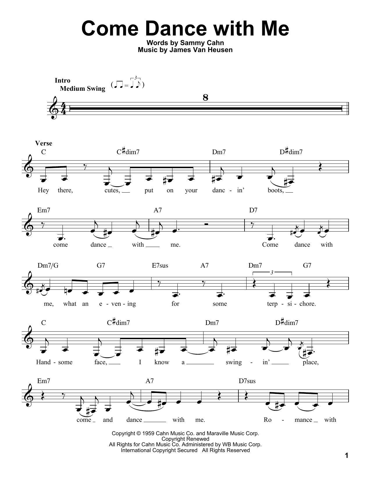 James Van Heusen Come Dance With Me Sheet Music Notes & Chords for Voice - Download or Print PDF