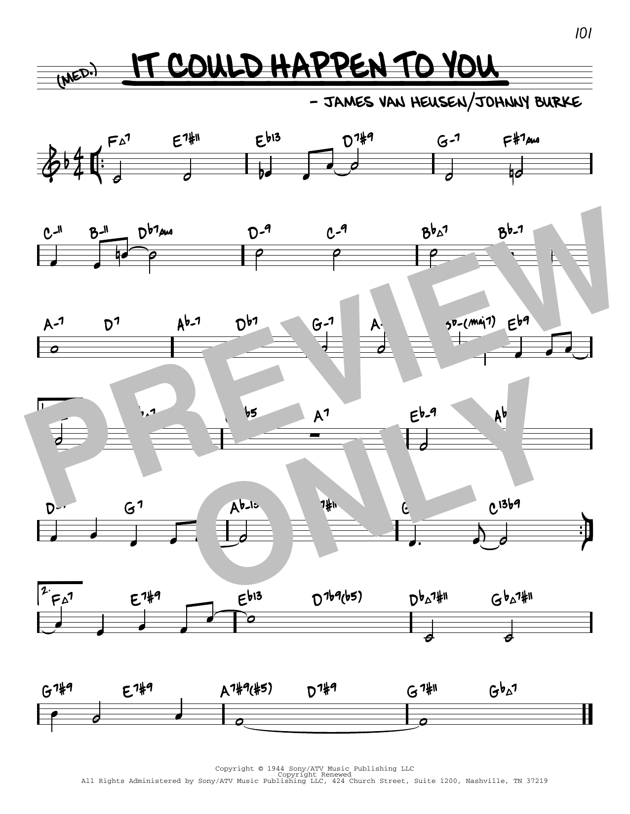 James Van Heusen It Could Happen To You (arr. David Hazeltine) Sheet Music Notes & Chords for Real Book – Enhanced Chords - Download or Print PDF