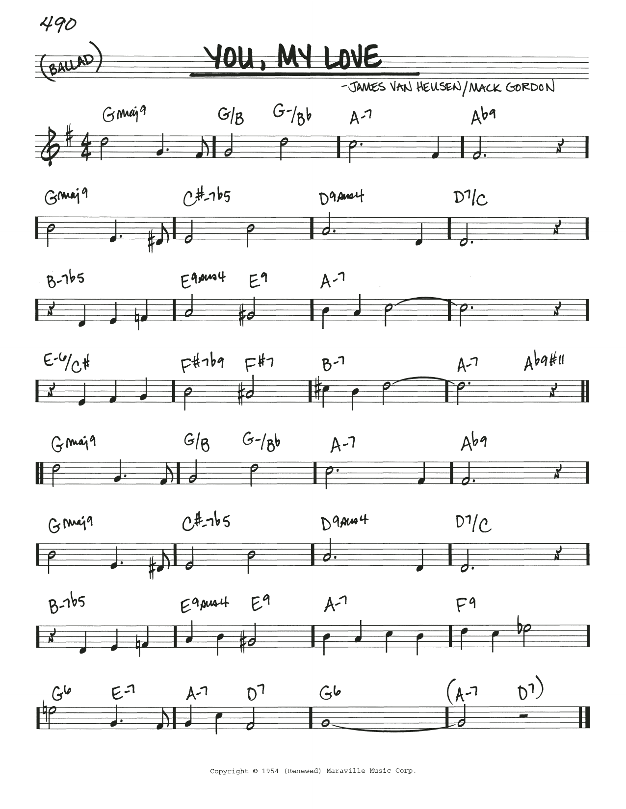 James Van Heusen You, My Love Sheet Music Notes & Chords for Real Book – Melody & Chords - Download or Print PDF