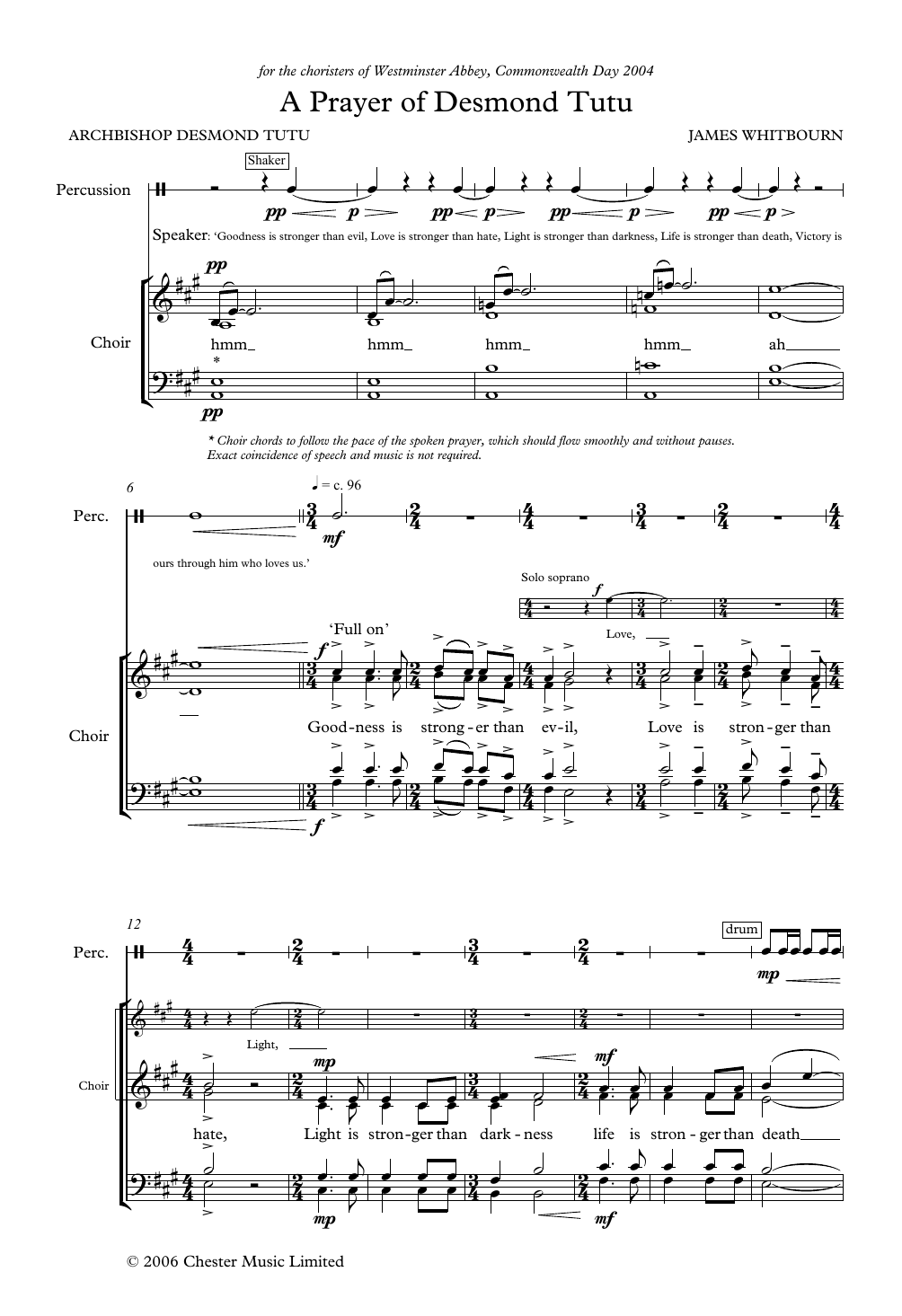 James Whitbourn A Prayer Of Desmond Tutu Sheet Music Notes & Chords for SATB Choir - Download or Print PDF