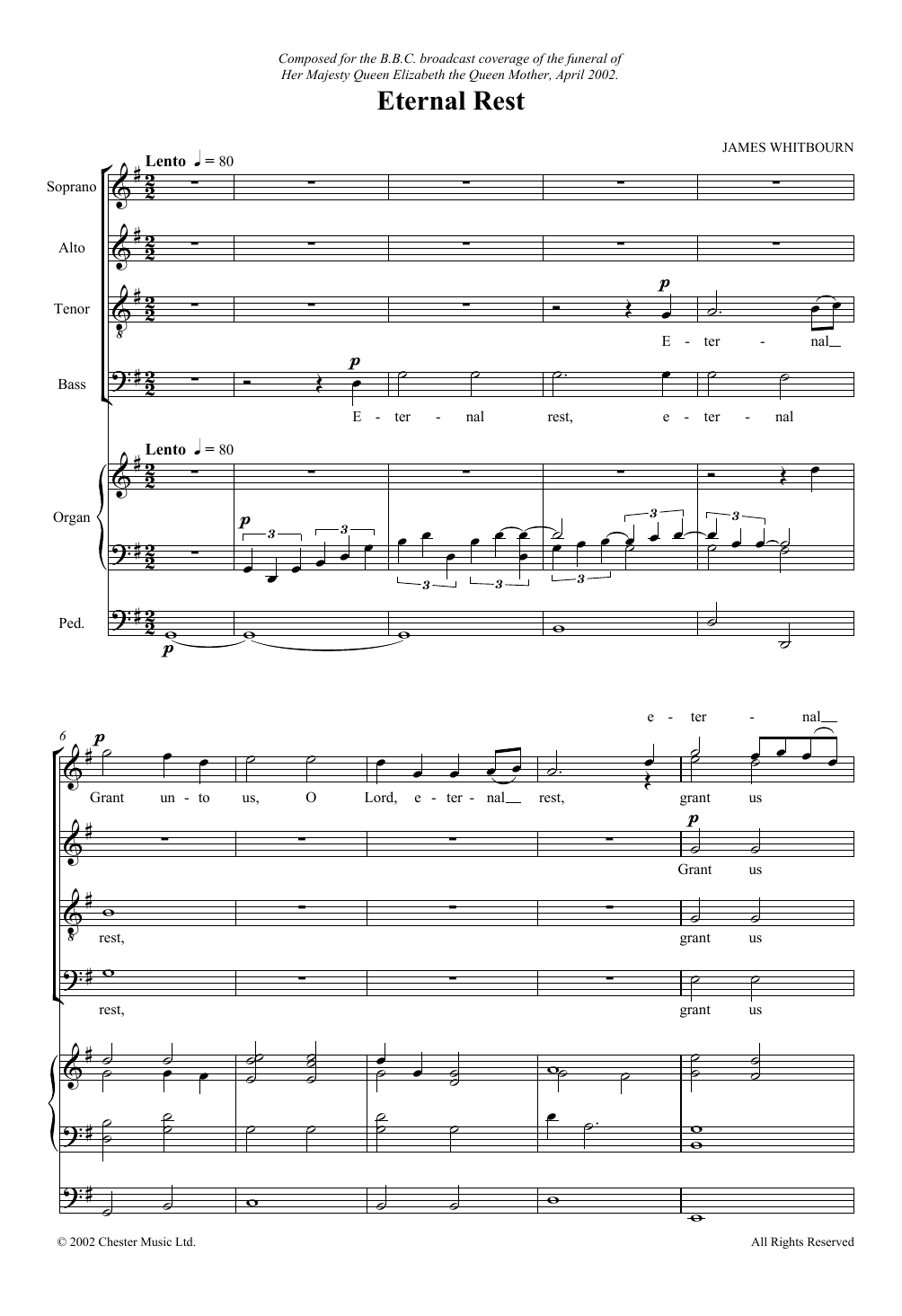 James Whitbourn Eternal Rest Sheet Music Notes & Chords for SATB Choir - Download or Print PDF