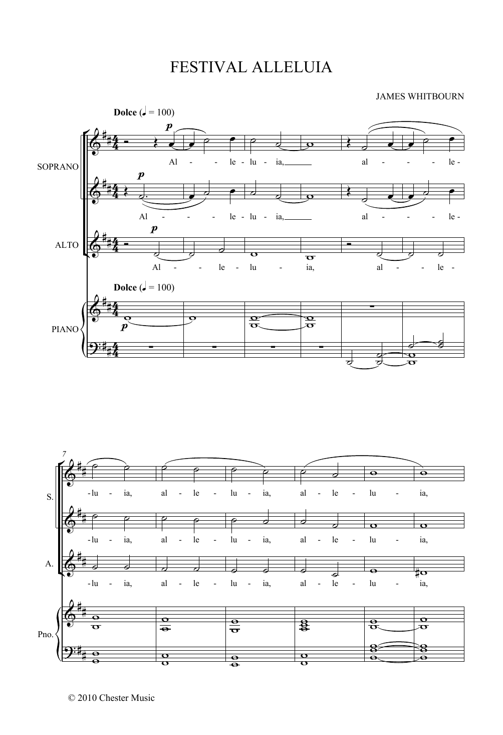James Whitbourn Festival Alleluia Sheet Music Notes & Chords for SSA Choir - Download or Print PDF