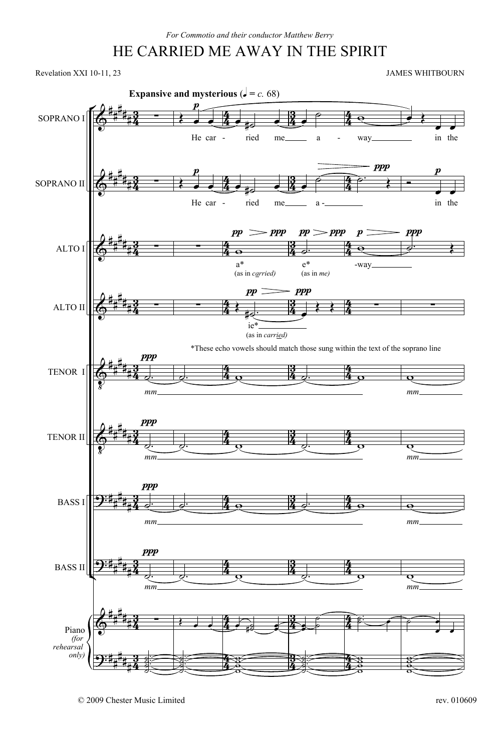 James Whitbourn He Carried Me Away In The Spirit Sheet Music Notes & Chords for SATB Choir - Download or Print PDF