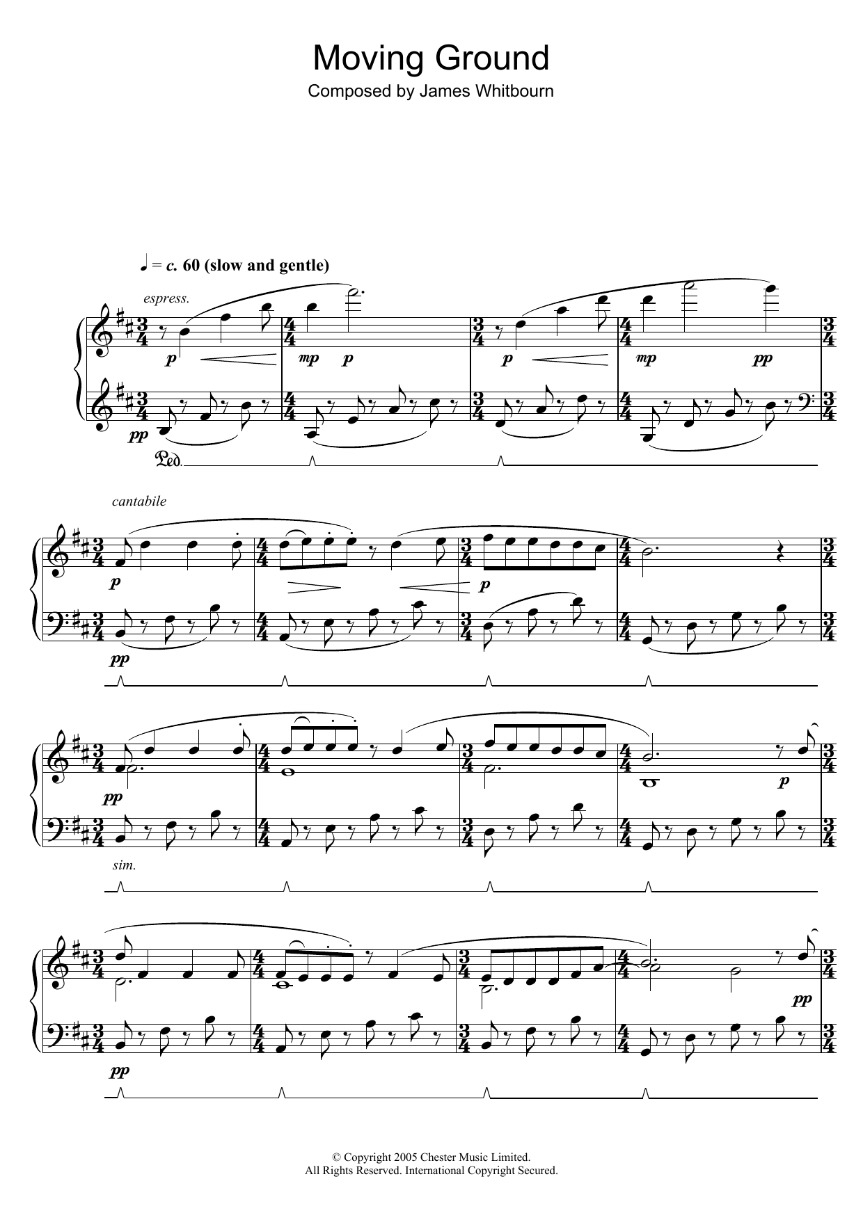 James Whitbourn Moving Ground Sheet Music Notes & Chords for Piano - Download or Print PDF