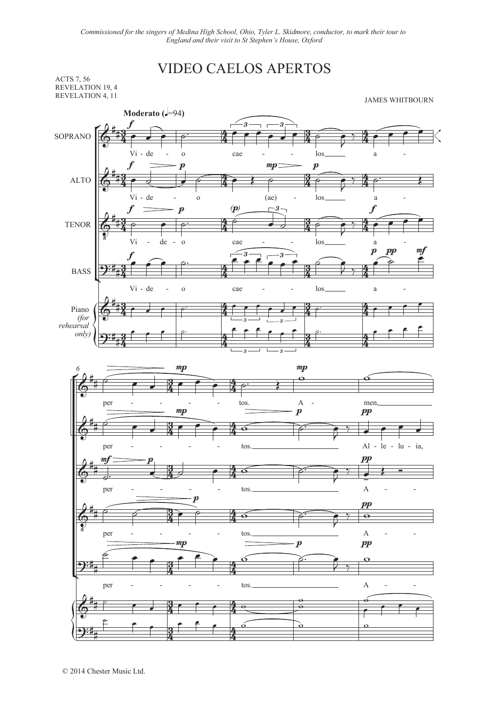 James Whitbourn Video Caelos Apertos Sheet Music Notes & Chords for SATB Choir - Download or Print PDF