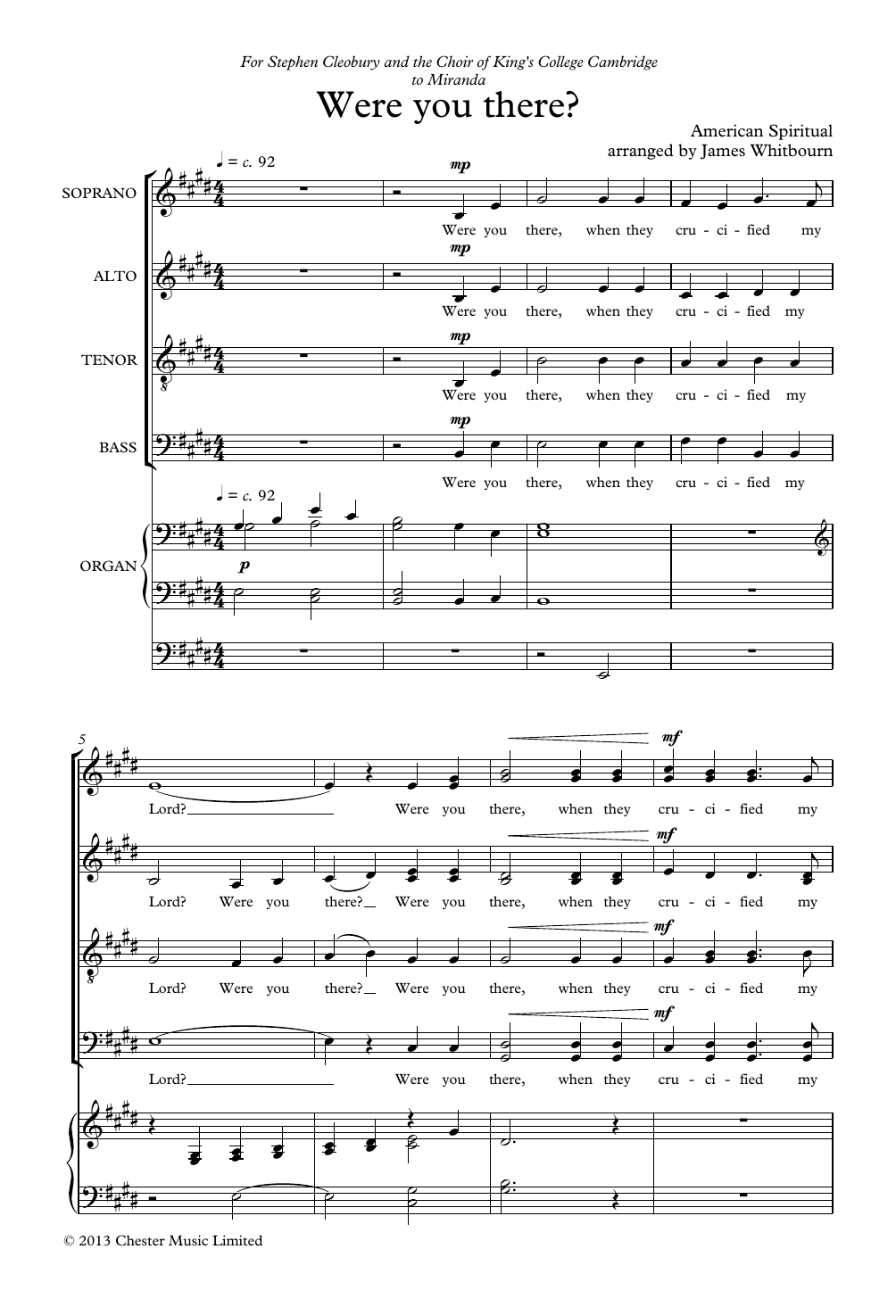 James Whitbourn Were You There? Sheet Music Notes & Chords for SATB Choir - Download or Print PDF