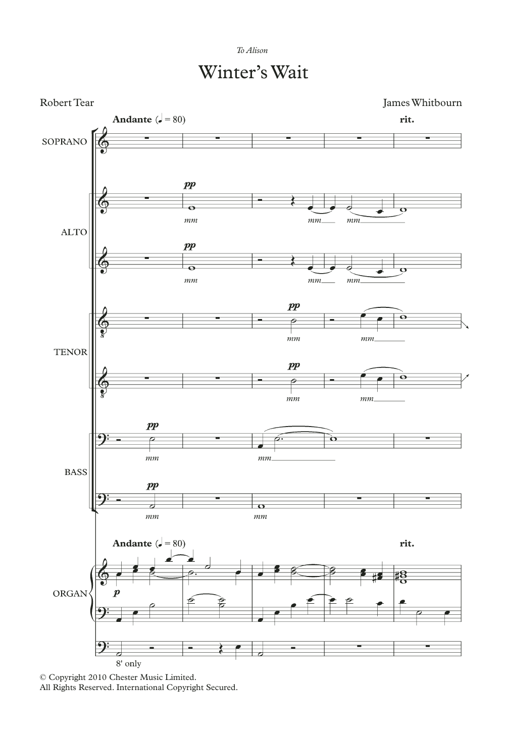 James Whitbourn Winter's Wait Sheet Music Notes & Chords for SATB Choir - Download or Print PDF