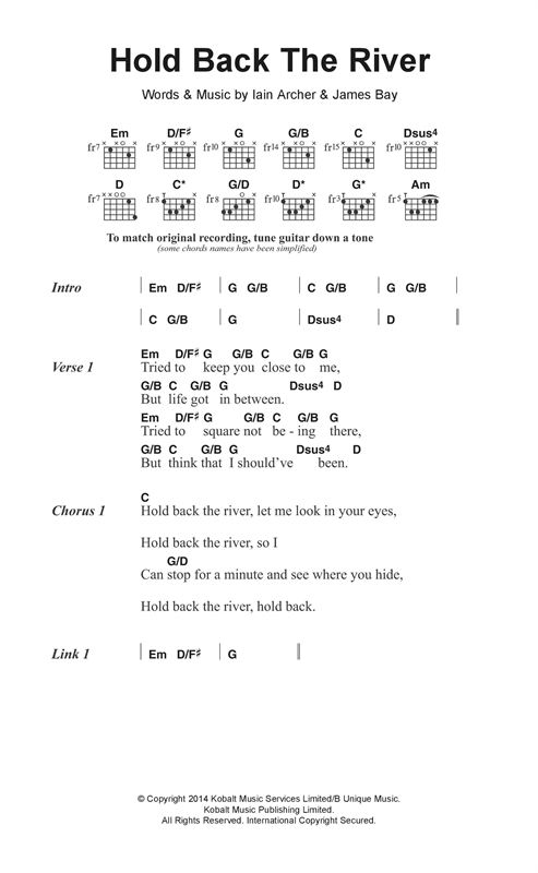 James Bay Hold Back The River Sheet Music Download Pdf Score