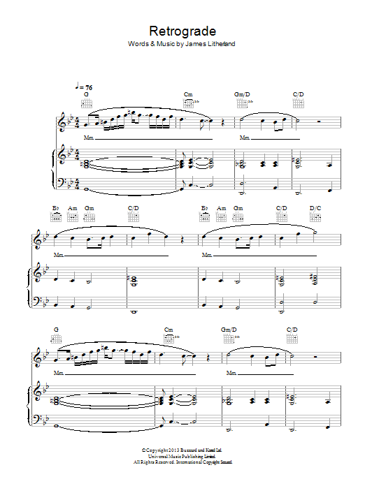 James Blake Retrograde Sheet Music Download Pdf Score 116018