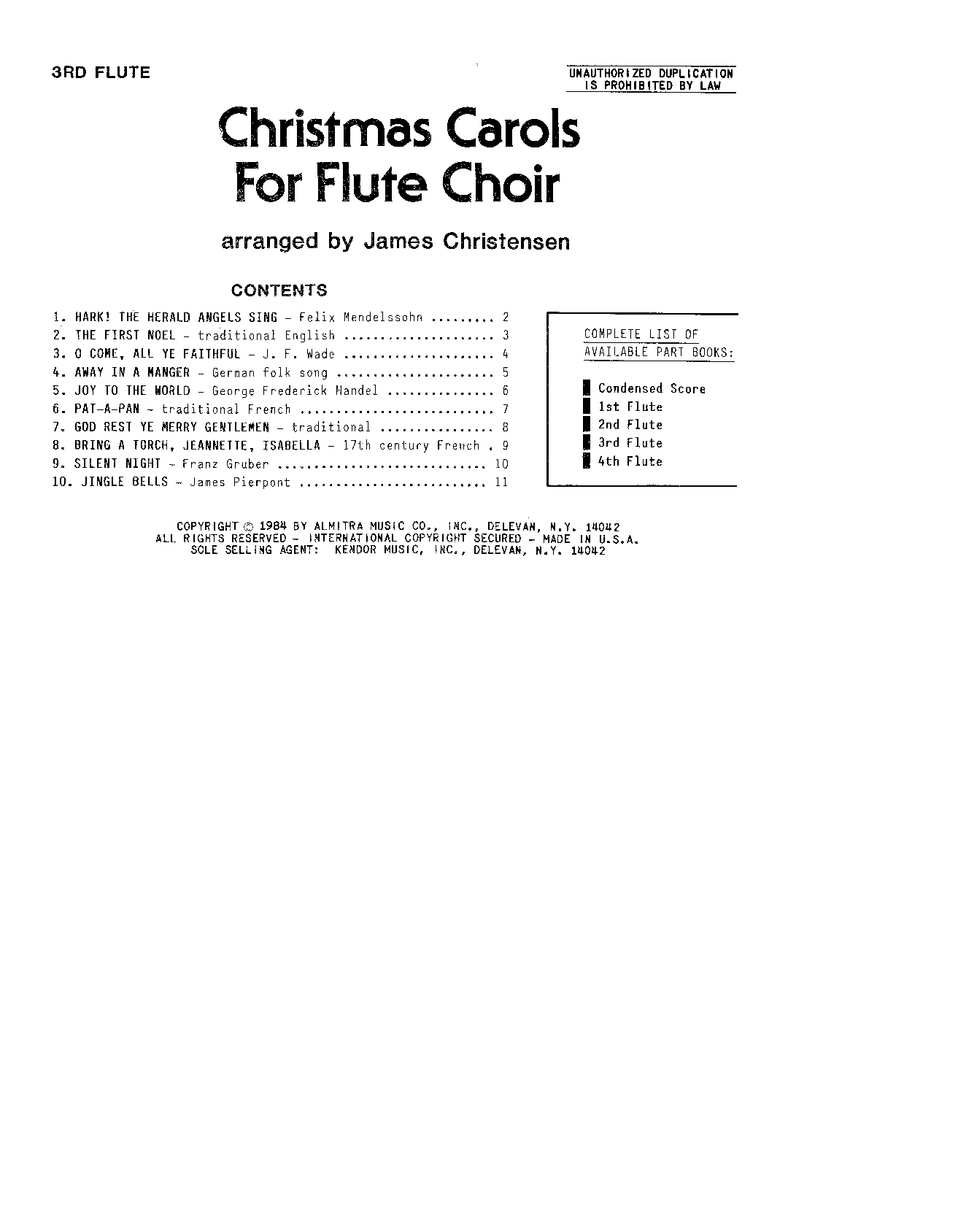 Christmas Carols For Flute Choir - 3rd Flute sheet music