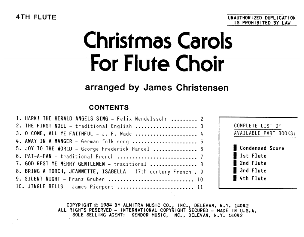 Christmas Carols For Flute Choir - 4th Flute sheet music