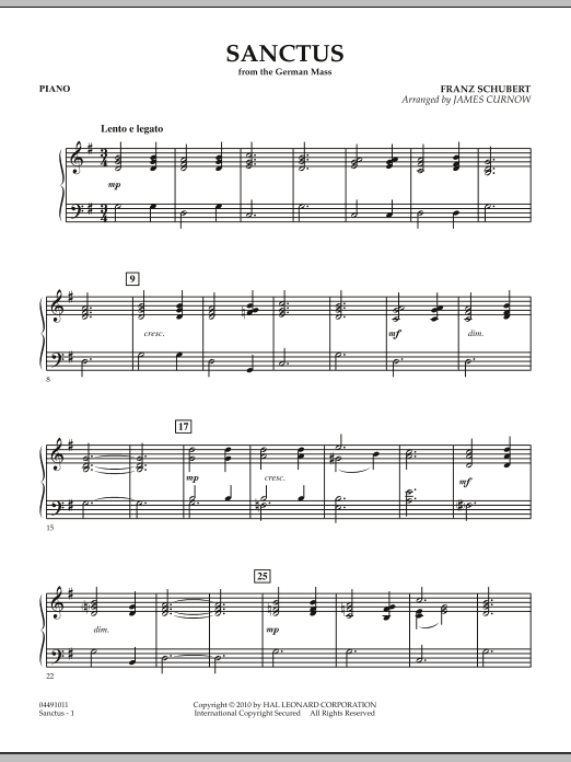 Sanctus (from German Mass) - Piano sheet music