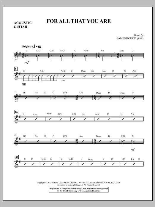 For All That You Are - Acoustic Guitar sheet music