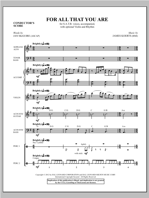 For All That You Are - Score sheet music