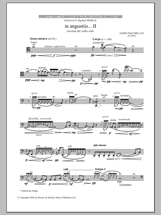 Download James MacMillan In Angustiis sheet music and printable PDF music notes