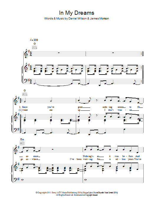 James Morrison In My Dreams Sheet Music Download Pdf Score